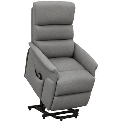 HOMCOM Scaun de relaxare cu funcție de ridicare, spătar/picioare reglabile, până la 120 kg, 66 x 90 x 96 cm, Gri | Aosom Romania