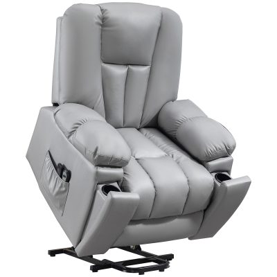 HOMCOM  Scaun Electric Rabatabil cu 8 Puncte de Masaj și Telecomandă, Fotoliu Modern din Microfibră, 94x96x106 cm, Gri | Aosom Romania
