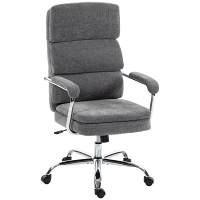 HOMCOM Scaun home office, scaun de birou reglabil pe înălțime, rotativ 360° pentru biroul de acasă, Gri | Aosom Romania