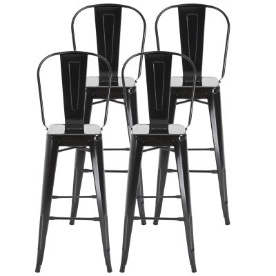 HOMCOM Scaun Metalic Solid si Stivuibil,pentru Dining și Bucătărie Design Modern, Sarcina maxima120 kg,44x53x116 cm Negru | Aosom Romania