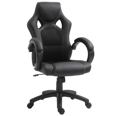 HOMCOM Scaun pentru birou, cu roti rotative la 360°, scaun gaming, inaltimea reglabila, Negru | Aosom Romania