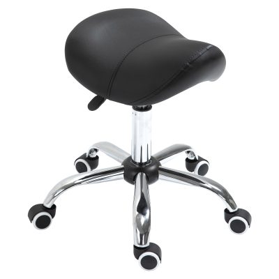HOMCOM Scaun Taburet Rotativ cu Șa, Roți și Înălțime Reglabilă pentru Estetiști și Tatuatori, 52 x 53 x 49-61 cm, Negru | Aosom Romania