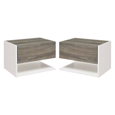 HOMCOM Set 2 Noptiere Suspendate, Dulapuri de Dormitor cu Design Modern, Spațiu de Depozitare, 35x32x22.5cm, Stejar și Negru | Aosom Romania