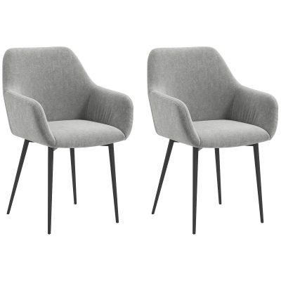 HOMCOM Set 2 Scaune de Dining Tapițate cu Brațe și Picioare din Oțel pentru Sufragerie, 54x57x80 cm, Gri Închis | Aosom Romania