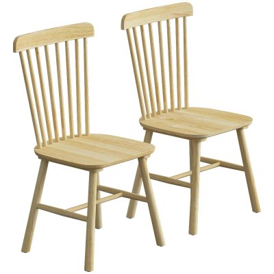 HOMCOM Set 2 scaune dining Scaune bucătărie scaun modern tapițat cu spătar curbat din lemn de cauciuc pentru dining | Aosom Romania