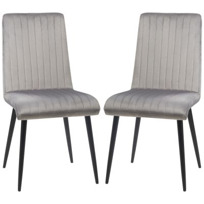 HOMCOM Set 2 Scaune Elegante pentru Dining, Catifea Gri și Picioare din Oțel, Confortabile, Suportă până la 120kg | Aosom Romania