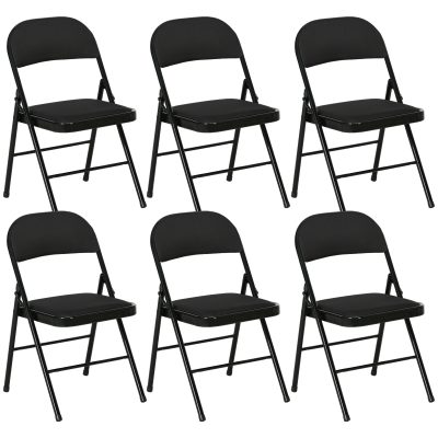 HOMCOM Set 6 Scaune Pliabile, Scaune Moderne cu Perne din Poliester pentru Acasă și Birou, 45x46x78 cm, Negru | Aosom Romania
