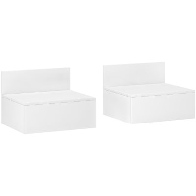HOMCOM Set de 2 Noptiere Plutitoare Mesillas de Noche pentru Dormitor cu Sertar 43x36,5x30,5 cm Alb | Aosom Romania