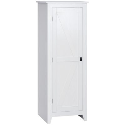 HOMCOM Șifonier de Depozitare bufet bucătărie mobilier de depozitare pentru Baie Economisire Spațiu Stil Clasic cu 3 rafturi reglabile- Înălțime 120 cm în Lemn Alb | Aosom Romania