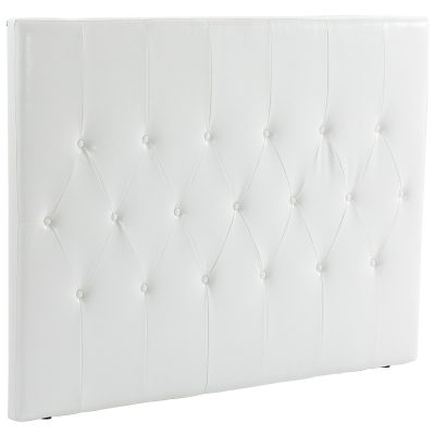 HOMCOM Spătar Pat Matrimonial Capitonată cu Design cu Nasturi, Căpătâi Pat din Piele PU și MDF, 160x7x120 cm, Alb | Aosom Romania