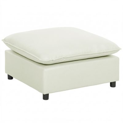 HOMCOM Taburet pentru picioare Ottoman din stofă modernă cu picioare din plastic pentru living și dormitor, 75 cm, crem | Aosom Romania