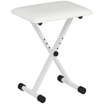 HOMCOM Taburet pian pliabil, banc reglabil pe înălțime, șezut tapițat PU, 39 x 29 x 37-47 cm, alb | Aosom Romania