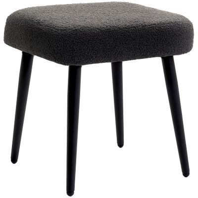 HOMCOM Taburet, suport pentru picioare, scaun captusit, aspect casmir, picioare din otel, 42 x 42 x 47 cm, Gri inchis | Aosom Romania