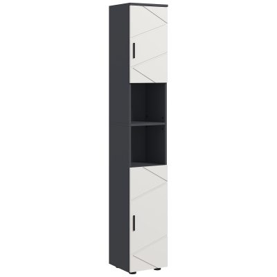 kleankin Dulap de Baie, Badschrank, Rafturi Reglabile, Pl?ci din Lemn Comprimat, Gri Deschis | Aosom Romania