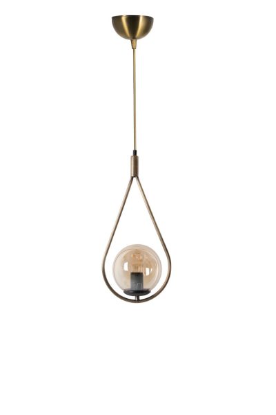 Lustră 8492-1, Alb - Copper, Ø20x80 cm - Alb - Cupru