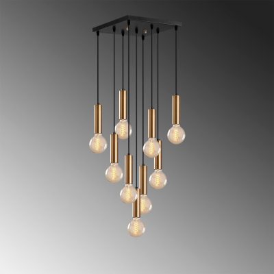 Lustra Lumie, Auriu - Negru, 4x4x136 cm - Auriu