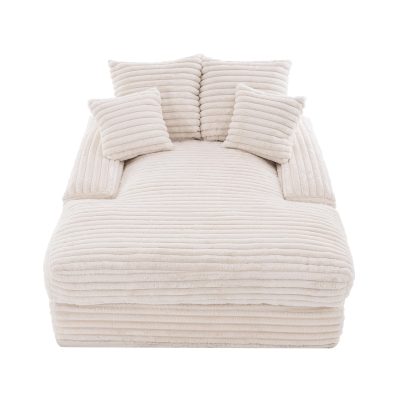 Luxus chaise longue din corduroy, Bej | Aosom Romania