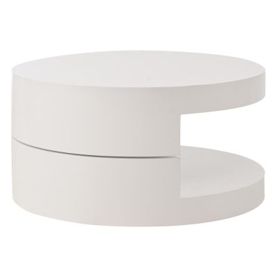 Masă de cafea cilindrică cu blat rotativ la 360°, Alb | Aosom Romania