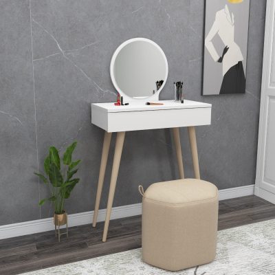 Masa de machiaj Elegant  Siena cu Sertar si cu Oglinda, 72 x 130 x 35 cm - Alb