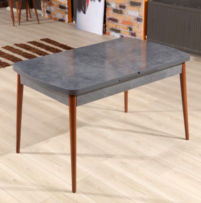 Masă dining extensibilă Aris, Antracit - Nuc, 132x77x79 cm - Antracit - Nuc