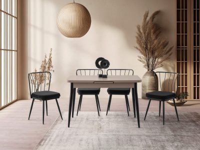 Masă dining extensibilă Ay - 1185, Moca deschis, 120x70x75 cm - Maro