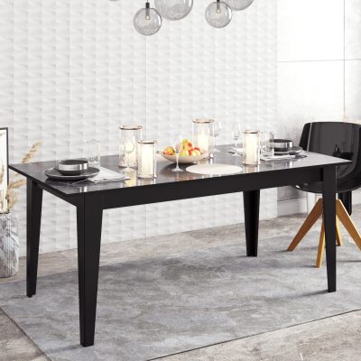 Masă dining Polka, Diverse culori, 180x90x77 cm - Negru