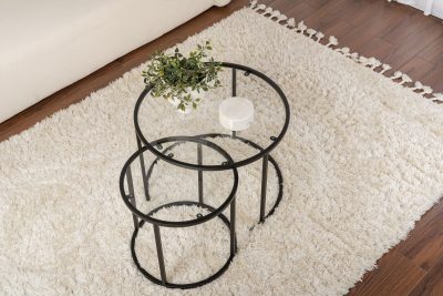 Măsuță de cafea Black-Transparent-60-42, Negru, 60x60x43 cm - Negru - Transparent