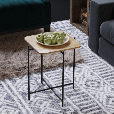 Măsuță de cafea Shb-005, Negru - Natur, 46x46x56 cm - Negru - Natural