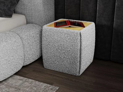 Masuta tapitata Nuvole Lux Bouclé gri deschis
