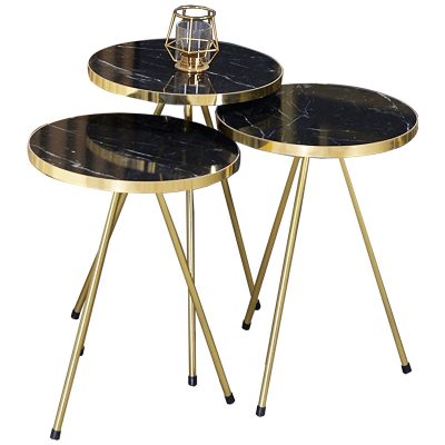 Masuțe Weber, set de 3 piese, Negru - Alb, 34x34x52 cm - Negru
