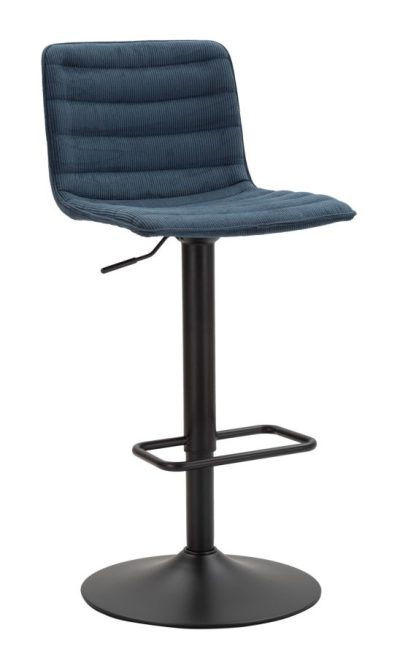Mauro Ferretti  Scaun De Bar Înalt Negru Si Albastru cm 43X49,5X85,5-107 (Saz cm 61-82,5) Set 2 Bucati | Aosom Romania