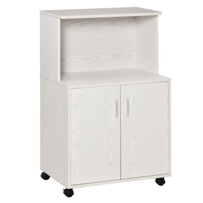 Mobilier de bucatarie cu roti HOMCOM, 60.4x40.3x 97cm, textura lemn alb/dungat | Aosom RO