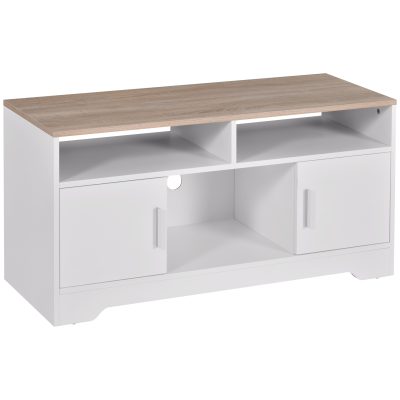 Mobilier pentru TV pana la 42", din fibra de lemn, 105x40x52cm, Alb si lemn natural HOMCOM | Aosom Romania