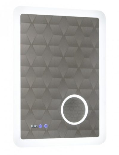 Oglinda cu iluminare LED, functie dezaburire, ceas, termometru si lupa, MD5, 60x80 cm