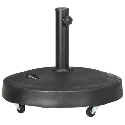 Outsunny Bază Umbrelă 23.5kg cu Manivele și Roți Blocabile, Suport din Rășină/Oțel, Ø53x41 cm, Negru | Aosom Romania