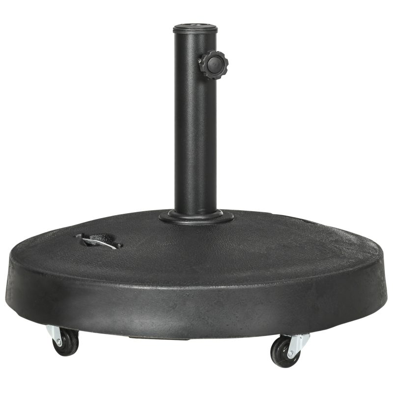 Outsunny Bază Umbrelă 23.5kg cu Manivele și Roți Blocabile, Suport din Rășină/Oțel, Ø53x41 cm, Negru | Aosom Romania