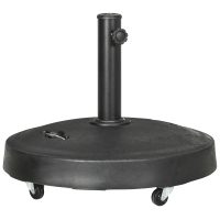 Outsunny Bază Umbrelă 23.5kg cu Manivele și Roți Blocabile, Suport din Rășină/Oțel, Ø53x41 cm, Negru | Aosom Romania