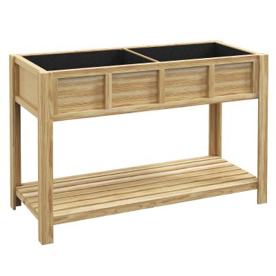 Outsunny Jardinieră pe picioare cu separator detașabil, raft, inserturi pentru irigare, material geotextil de drenaj 115L x 46l x 75Î cm | Aosom Romania
