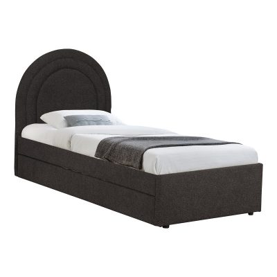 Pat Arcuate din stofa boucle, cu pat glisant, Antracit - Bej, 90x200 cm - Antracit