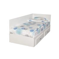 Pat Colt Alma Drept 90x200 cm, cu 2 sertare laterale pe role, colt interschimbabil, alb