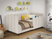 Pat de colt copii 90x190 cm, Ninio, cu lada de depozitare, rabatabil, C4 Crem - Swing 1