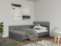 Pat de Colt Tapitat Lucio Gri / Lemn 140x200