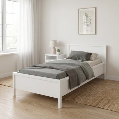 Pat de o persoana KRY-991-BB-2 Home Collection® Rustic, Alb, 118x89x207 cm - Alb