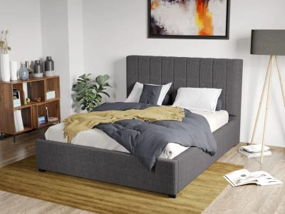 Pat Tapitat Adam cu somiera fixa Gri - Poso 22 180x200