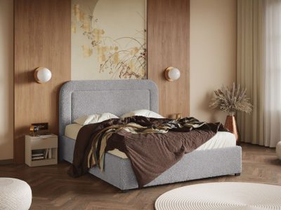 Pat Tapitat Belesa cu somiera fixa Gri - Rolf 6 140x200