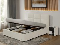 Pat Tapitat Cico de 190 rabatabil 170 x 114 C1 din piele/stofa Alb - Nube 1 140x190