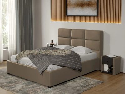 Pat tapitat Cico fix 170 x 114 C1 din piele/stofa Bej - Nube 11 140x200