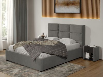 Pat tapitat Cico fix 170 x 114 C1 din piele/stofa Gri - Falcone 21 160x200