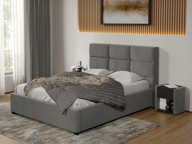 Pat tapitat Cico fix 170 x 114 C1 din piele/stofa Gri - Falcone 21 160x200