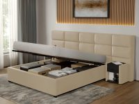 Pat tapitat Cico rabatabil 287 x 114 C2 din piele/stofa Crem - Nube 4 180x200